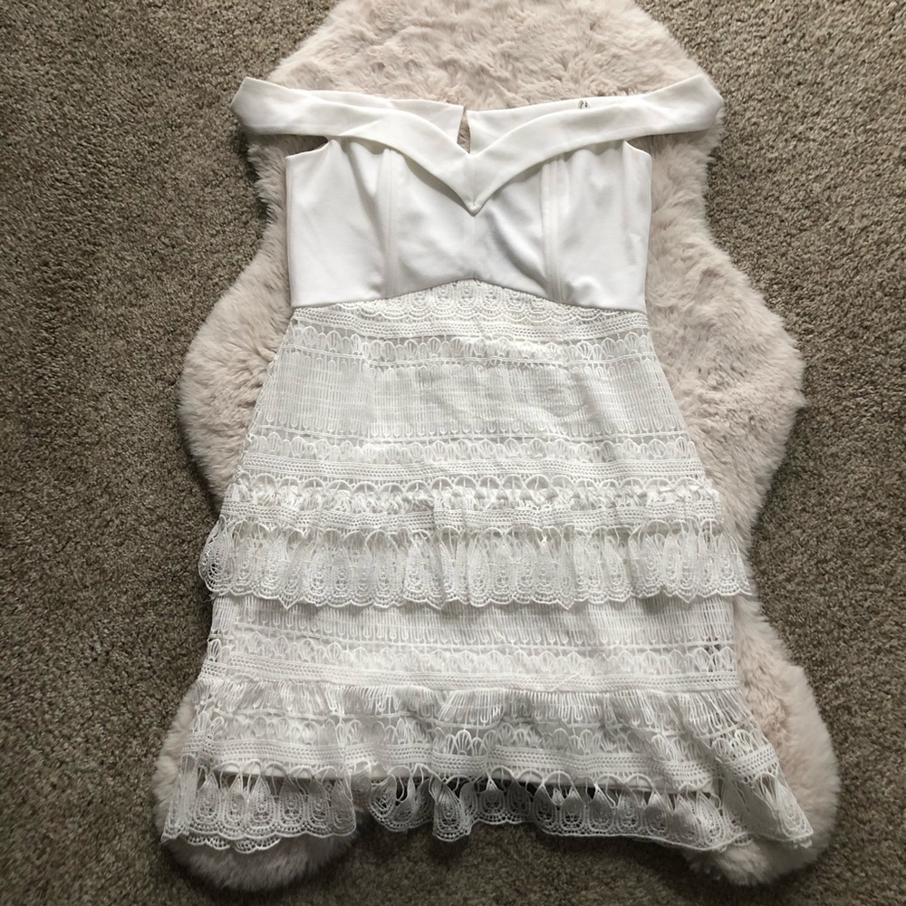 Soieblu Off Shoulder Crotchet White Dress - NWT